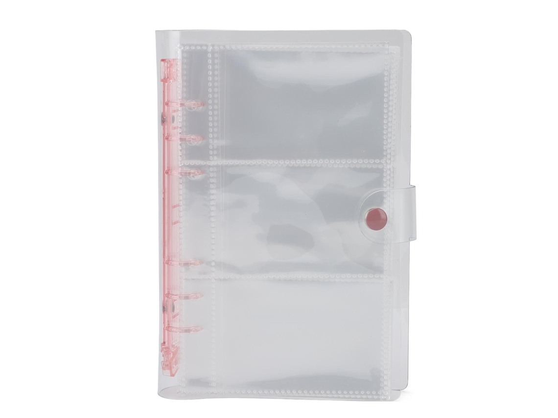 Álbum de fotos com 120 bolsos, pasta transparente rosa para colecionadores de cartas de jogos e viagens.