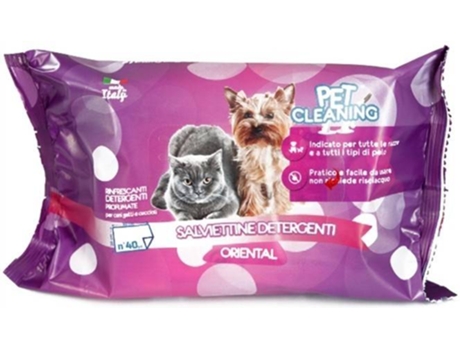 Toalhitas de Limpeza Talco para Cães e Gatos  Pêlo Oriental (40 un)