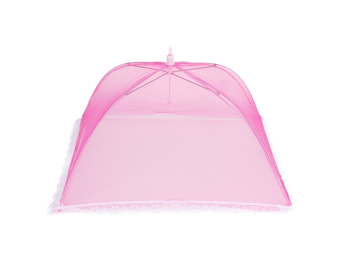 2pcs Cobertura de Comida Dobrável Malha Anti insetos Borda de Renda Vermelho rosa 43x43cm