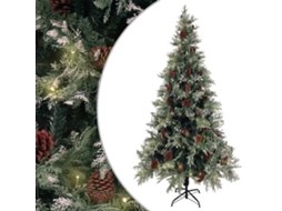 Vidaxl Árvore Natal Pré-iluminada C/ Pinhas 225 Cm Pvc/pe Verde/branco