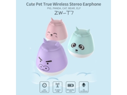 Fone De Ouvido Sem Fio Verdadeiro Bt Zw-t7 Cute Pet Half In-ear Para Ios/android Branco