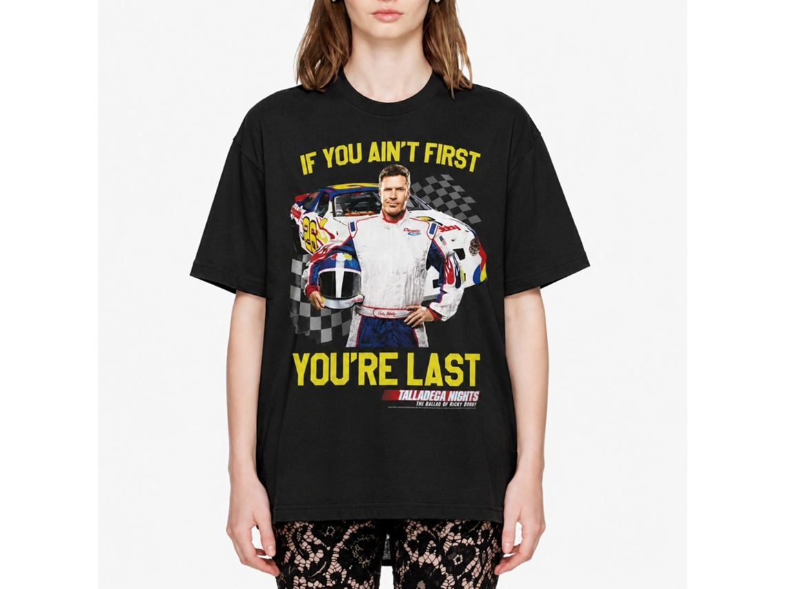 Rockinstone Talladega Nights Movie Not 1st You're Last Checkered Black Adult T-shirt Size:xxxl