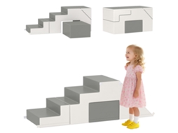 Brinquedo de Escalada e Deslizamento para Crianças Promove Habilidades Motoras, Couro Sintético, Espuma Epe, 86x49x47 Cm, Cinza Ge