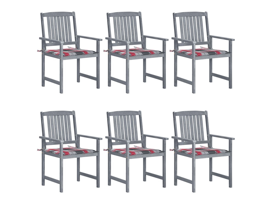 Vidaxl Cadeiras De Jardim C/ Almofadões 6 Pcs Acácia Maciça Cinzento