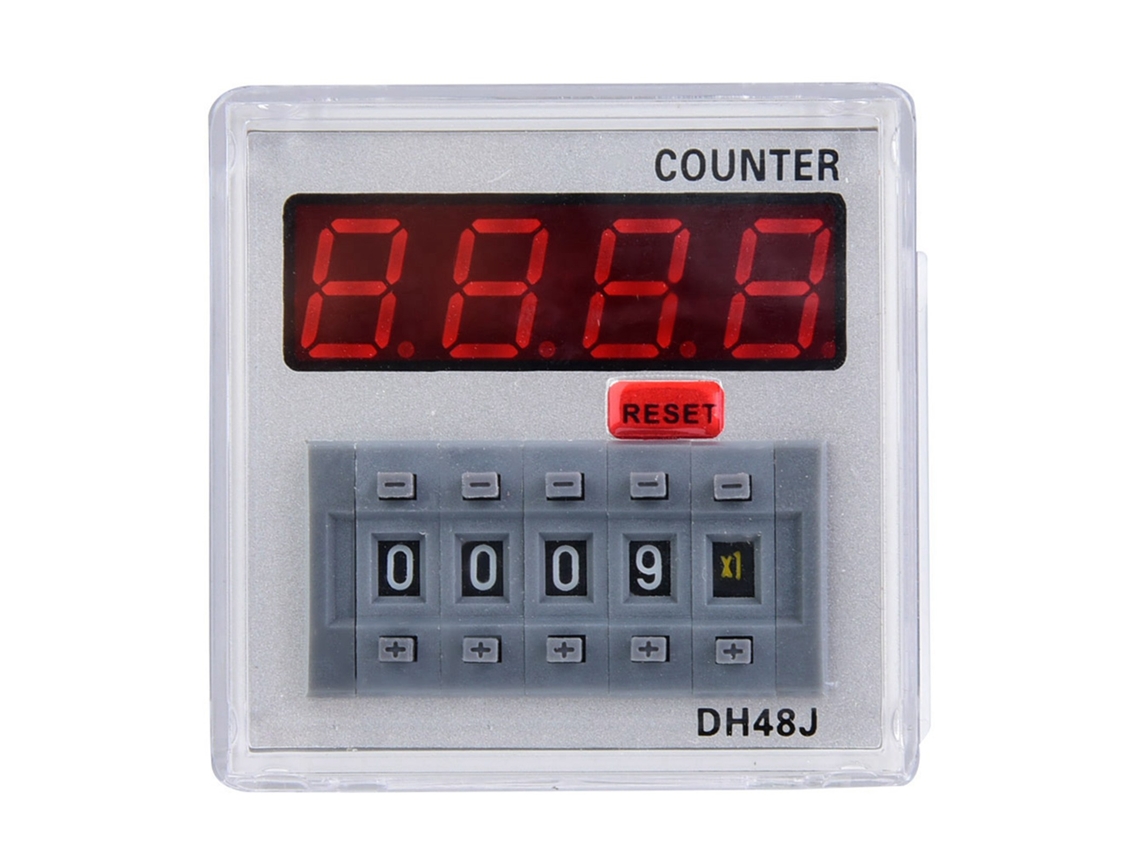 Relé Contador Digital Dh48j‑a Pantalla Led 1‑999900 11 Pines 24v Ac/dc