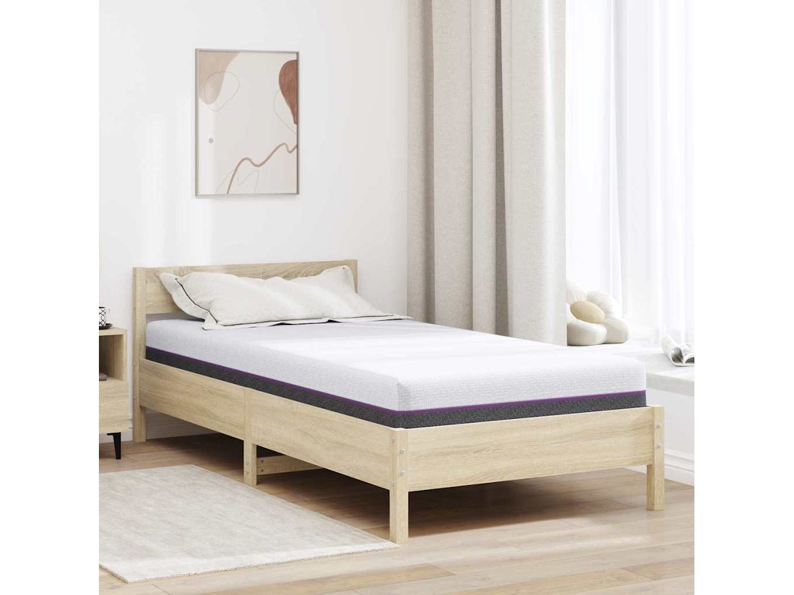 Vidaxl Colchão De Espuma De Memória Médio 90 X 190 Cm Branco E Cinza