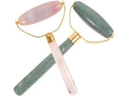 2 rolos de jade para massagem facial e ocular, ferramenta de ligação metálica