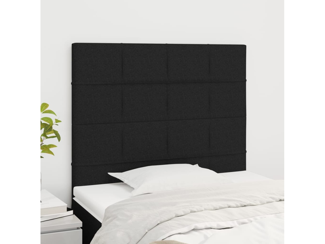 Vidaxl Cabeceira Preta 90x5x118/128 Cm Tecido