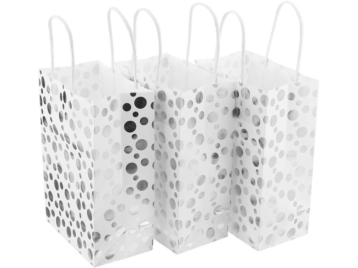Pacote Com 10 Unidades De Lembrancinhas Reutilizáveis Em Papel Kraft Prateado.