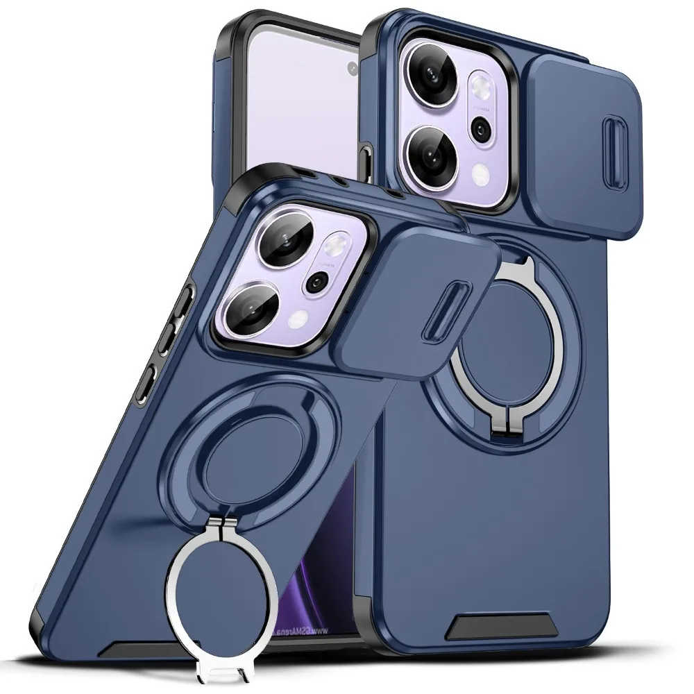(azul, Oppo Reno13 F) Capa Protetora, Material Tpu, Resistente A Impactos, Com Suporte Deslizante Para Proteção Da Câmera.