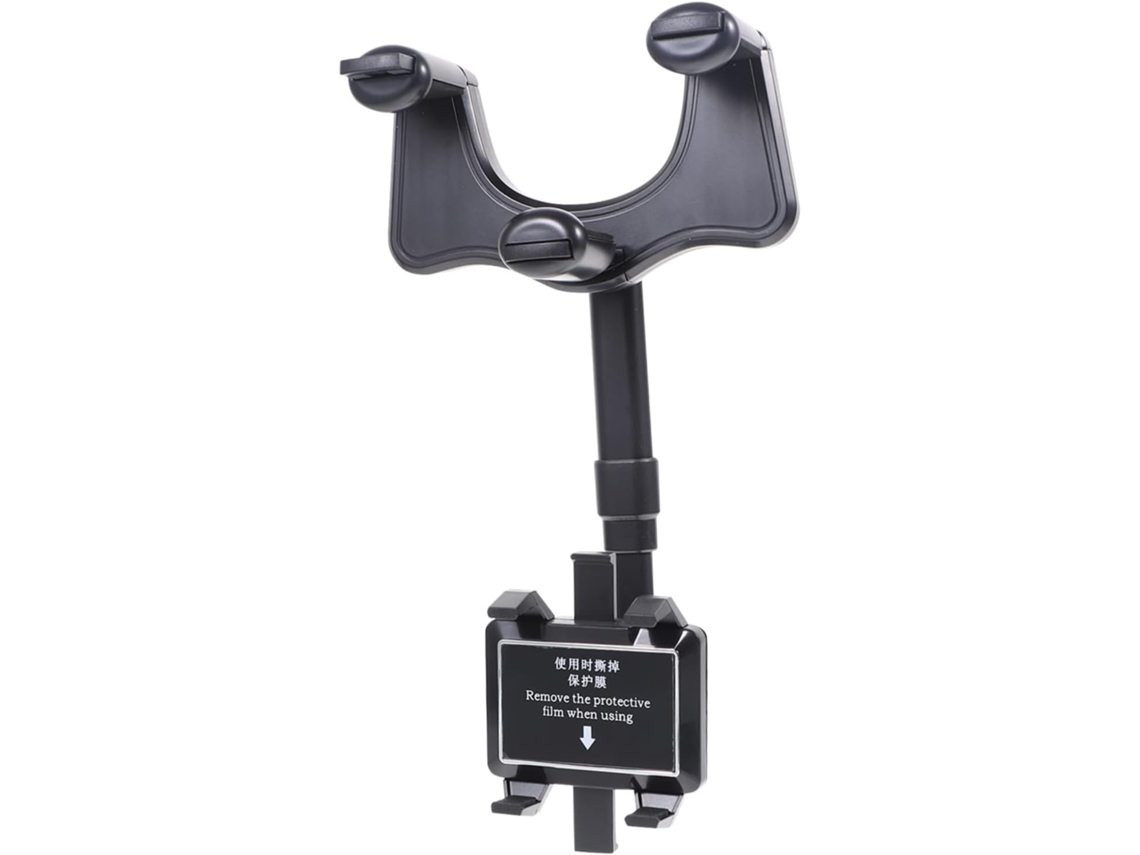 Suporte Para Celular No Retrovisor Preto Com Base Giratória Para Fácil Instalação.