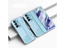 Capa Para Samsung Z Fold 8 Ultra Com Suporte E Proteção De Dobradiça, Com Anel Magnético, Carregamento Sem Fios Azul Hexinyigjly