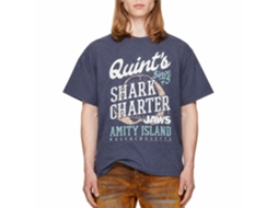 Rockinstone Jaws Movie Quints Heather Vintage Blue Adult T-shirt Size:xl