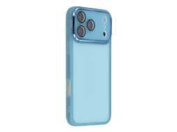 Capa Para Iphone 17 Pro Max Com Moldura De Câmera Eletroplaqueada - Azul Transparente
