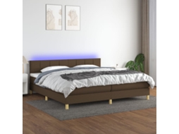 Vidaxl Cama Box Spring C/ Colchão/led 200x200cm Tecido Castanho-escuro