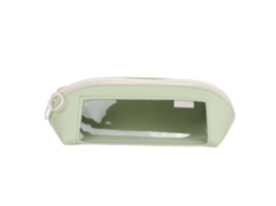 Estuche De Lápices Pu Cuero Transparente Estuche De Papelería Bonito Portátil Capacidad Grande Verde