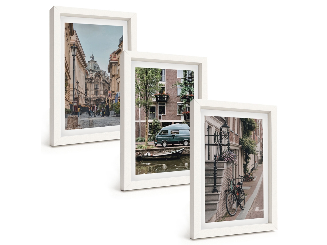 Composição De Quadros Vistas Urbanas De Edifícios Espelharte (3 Peças 20x30 Cm)