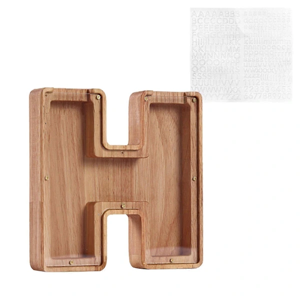 Cofrinho De Madeira Personalizado Com Nome, 26 Letras Do Alfabeto Inglês, Decoração Natalina H Aquaforge