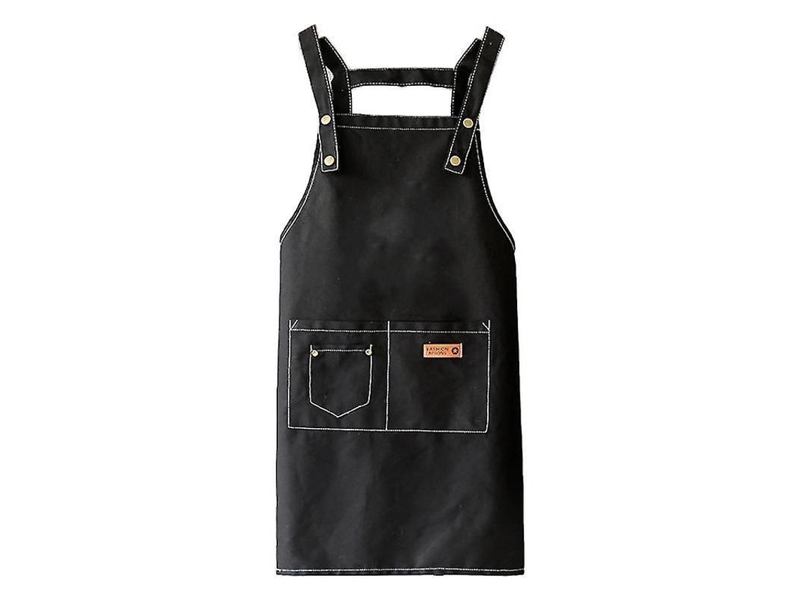 Avental Impermeável Jeans Unissex Com Bolsos Estilo Moderno 81x70cm Preto