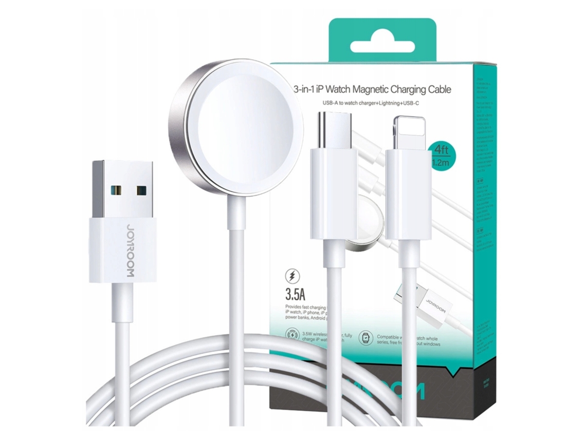 Carregador Magnético Joyroom Para Apple Watch 5w S-iw008 Para Lightning 1,2 M