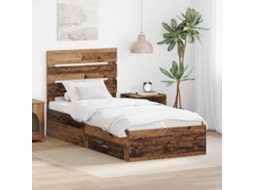 Vidaxl Estrutura Da Cama Com Gaveta Madeira Antiga 90 X 190 Cm