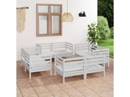 Vidaxl 8 Pcs Conjunto Lounge De Jardim Pinho Maciço Branco