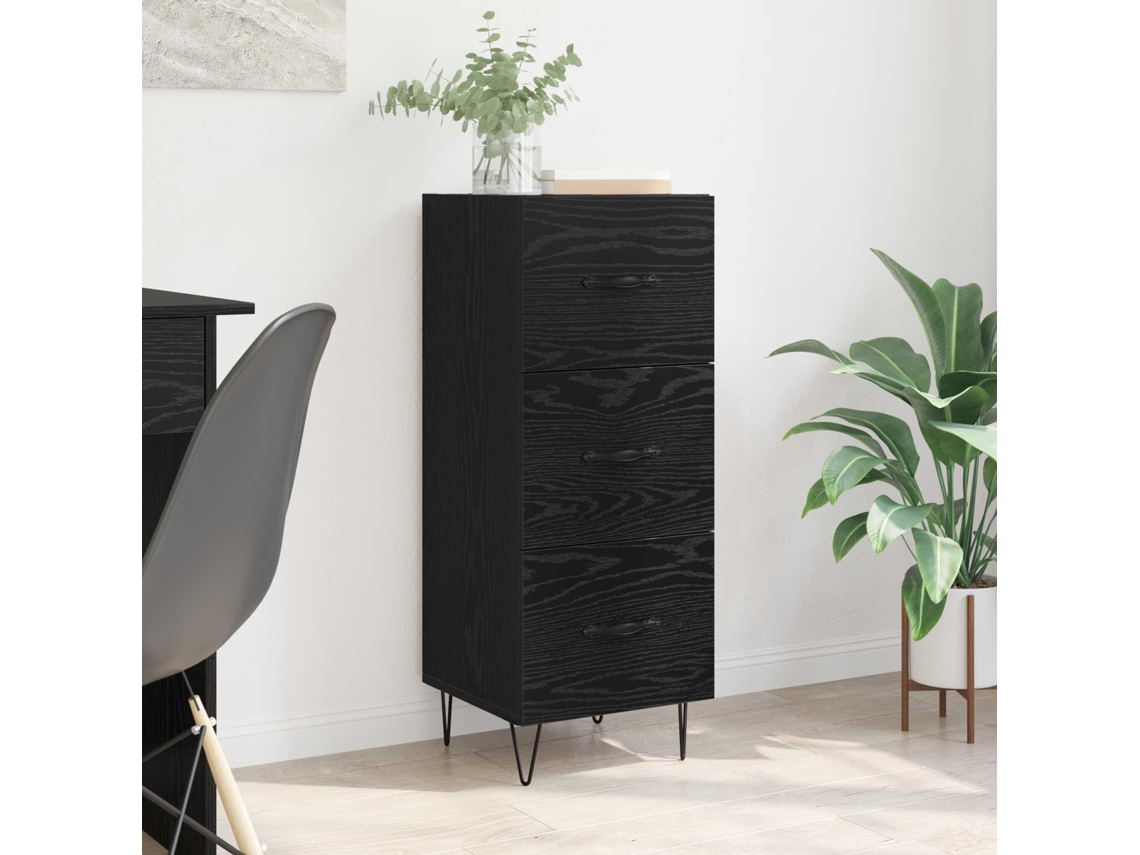 Vidaxl Buffet Carvalho Preto 34 X 34,5 X 90 Cm Derivados De Madeira