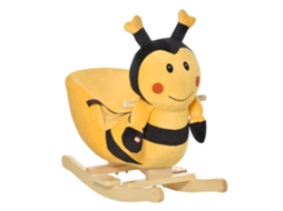 Abelha De Balanço Infantil Em Madeira De Álamo Com Música. 60x33x45 Cm. Amarelo E Preto.