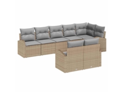 Vidaxl Conjunto De Sofá De Jardim 8 Pcs Bege E Cinza Claro Vime Pe