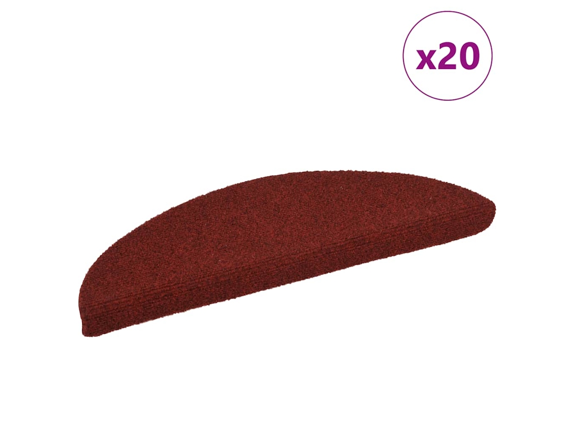 Vidaxl Tapetes De Escada Autoadesivos 20 Peças 56x17x3 Cm Vermelho Bordô Meia-lua