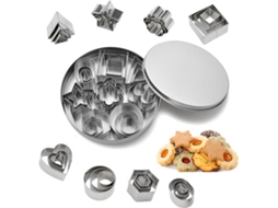 Conjunto De 24 Peças Para Decoração Bolos - Formas Com Caixa Metal, Utensílios Confeitaria E Artesanato Em Papel (prateado)