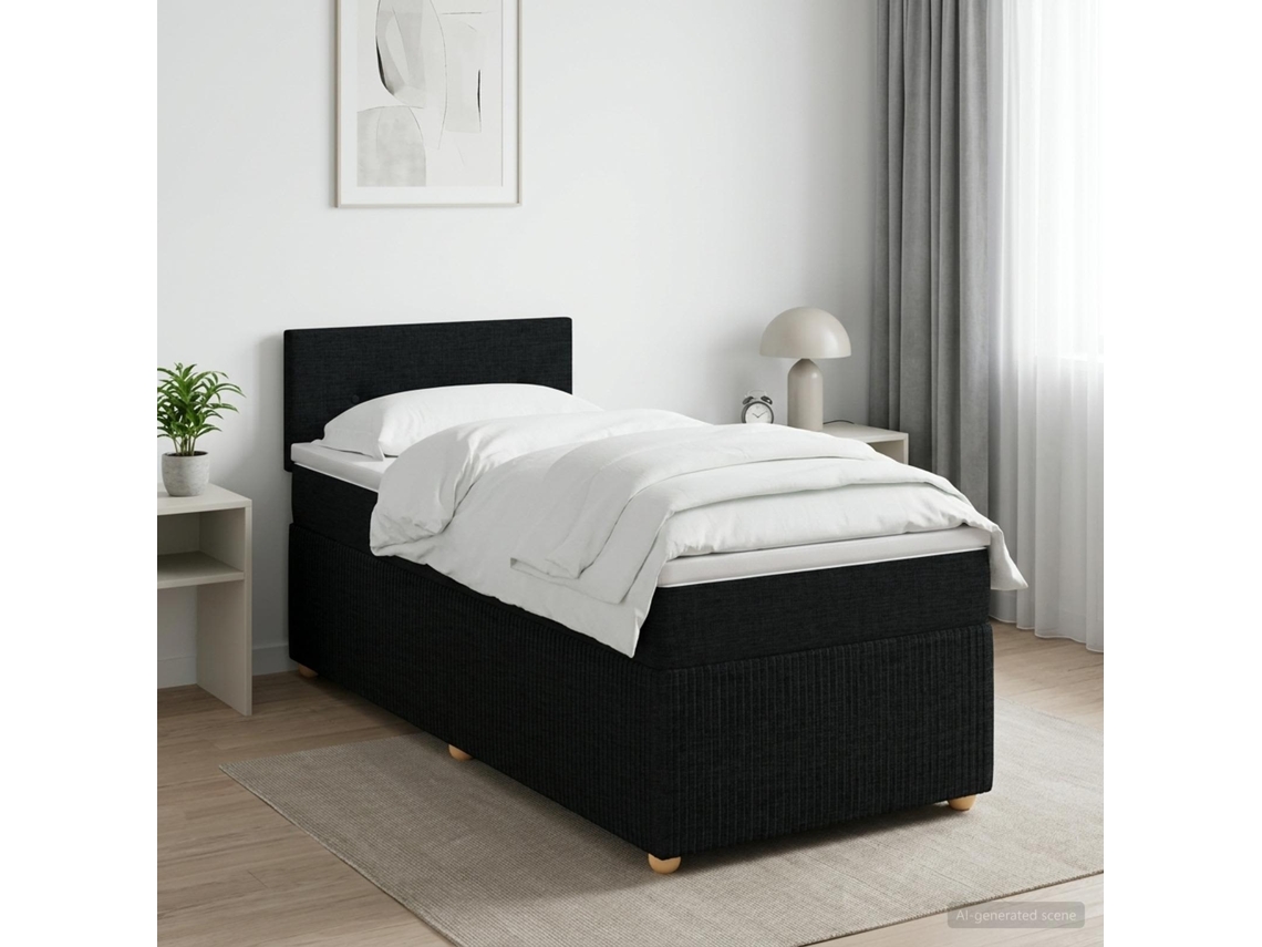 Vidaxl Cama Box Spring Com Colchão Preto 80 X 200 Cm Tecido