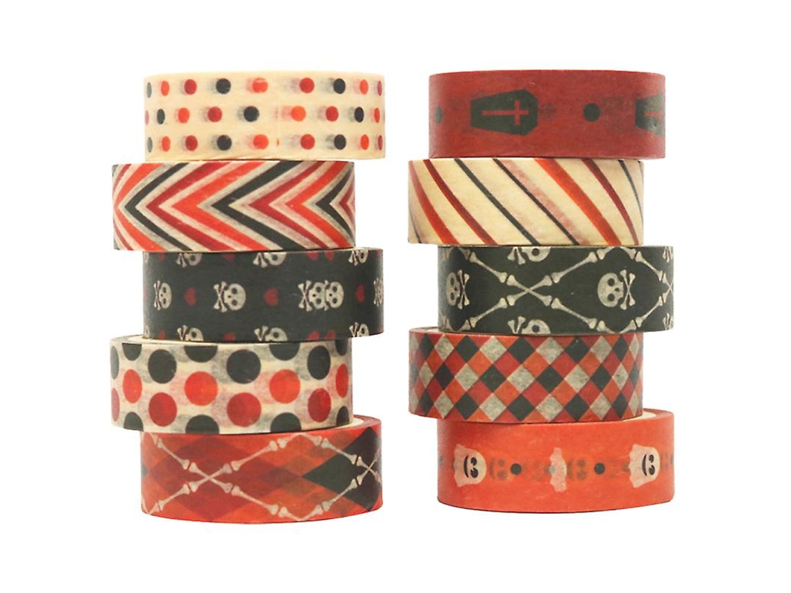 10 Rolos de Fitas Washi para Decorações de Halloween ALLINLESS