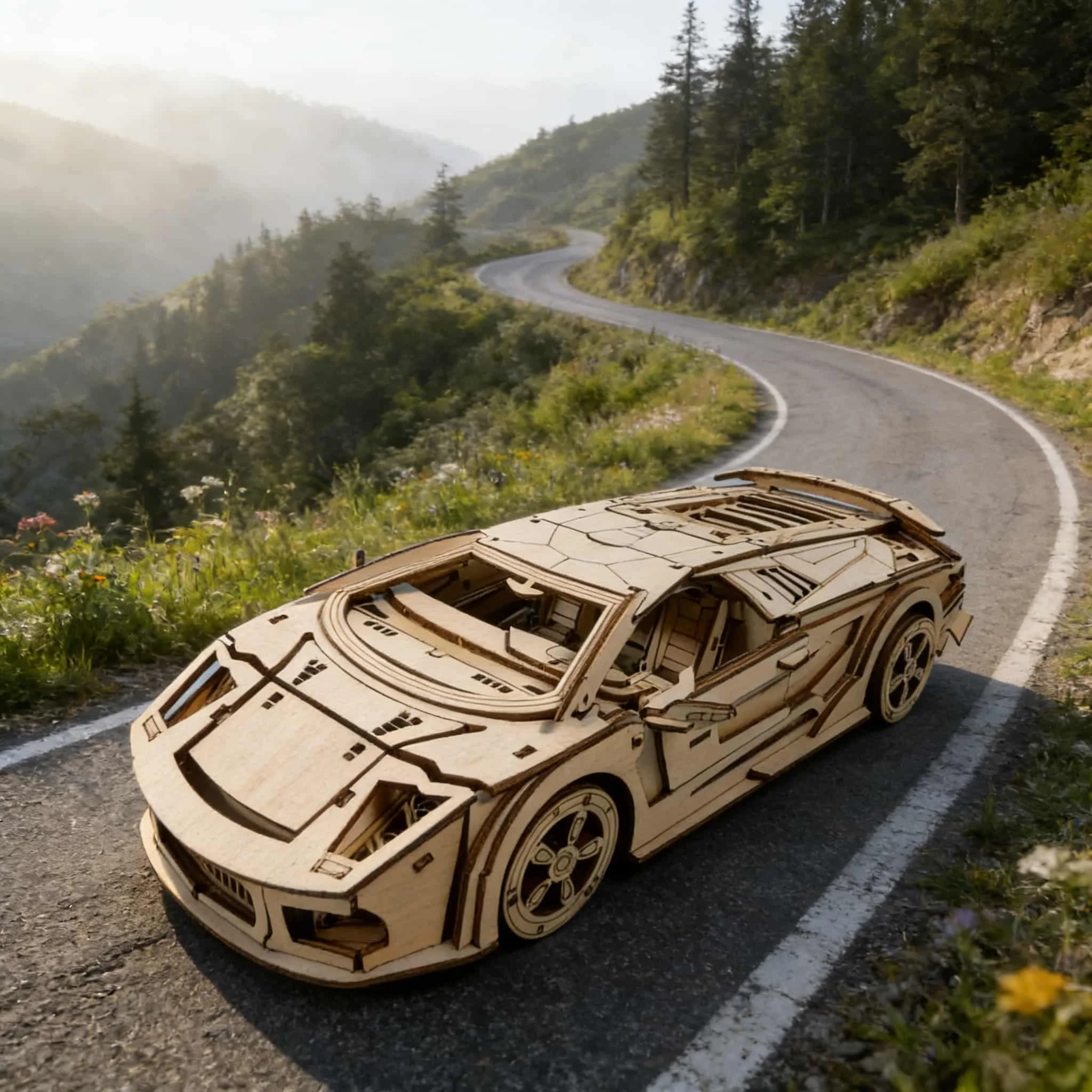 Kit de Quebra cabeça 3d de Madeira com Modelo de Carro Esportivo Presente Criativo para Montar MDUG