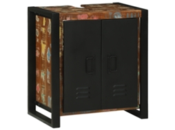 Conjunto 1 Penteadeira De Banheiro Vidaxl Castanho Madeira Recuperada Maciça (55 X 35 X 60 Cm)