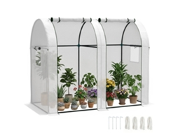Estufa De Jardim 1,8 M² Serre À Tomates 2 Portes Zippées Déroulantes 4 Fenêtres Enroulables Acier Pe 135 G/m² Blanc