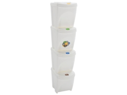 Vidaxl Caixotes Do Lixo Empilháveis 4 Pcs 100 L Polipropileno Branco