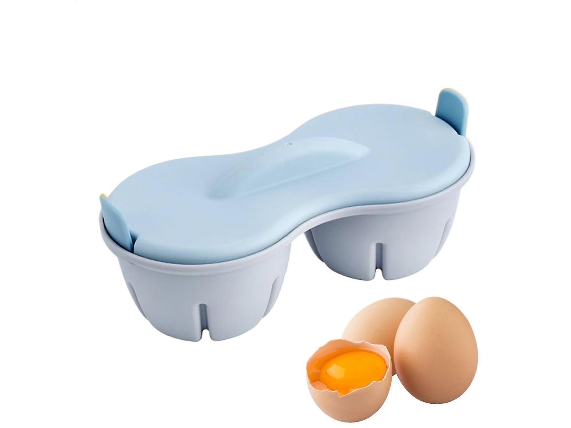 Cozinhador E Fervedor De Ovos Para Micro-ondas Com Tampa, Duas Cavidades Antiaderentes Para Um Café Da Manhã Rápido, Azul