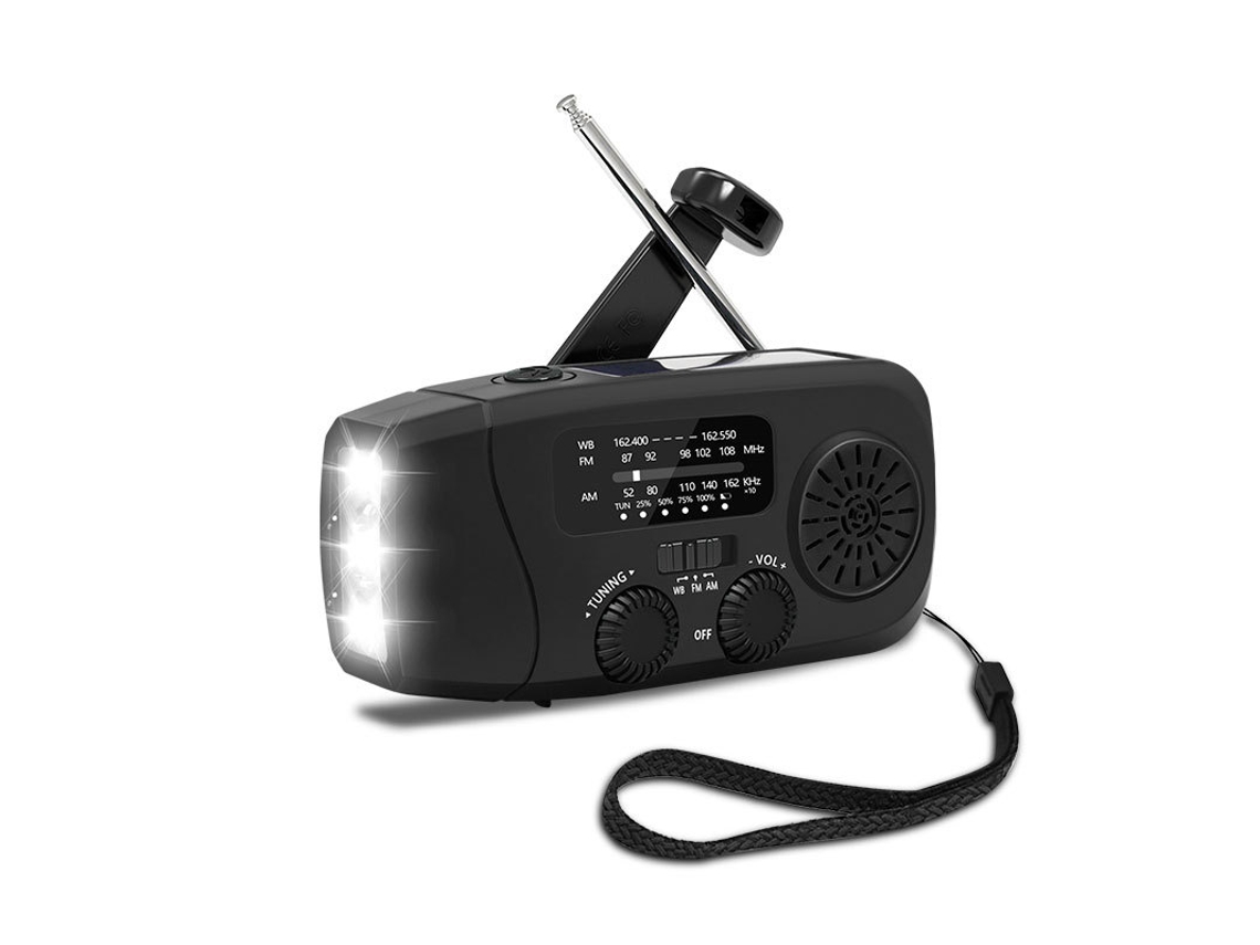 Rádio portátil de emergência HEXINYIGJLY, energia solar, preparação, preto