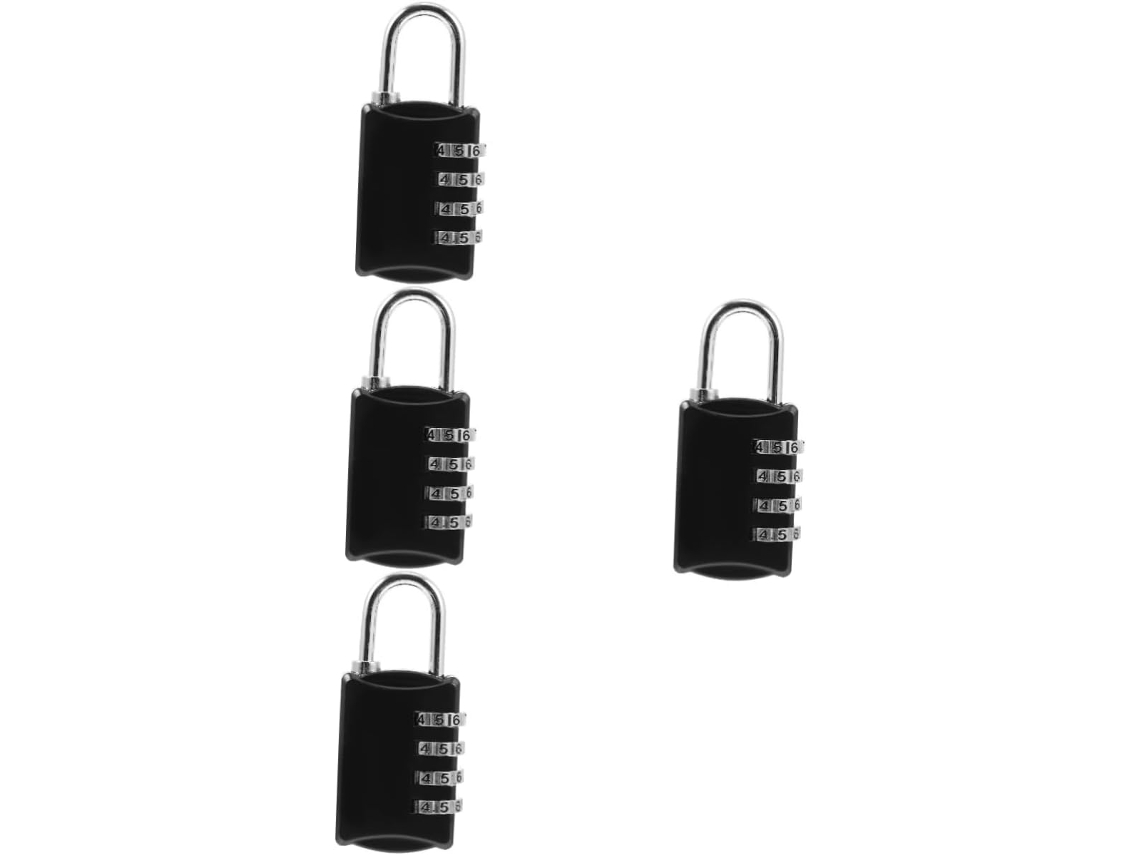 Conjunto De 4 Cadeados Combinação Para Armários Academia, Cadeado Sem