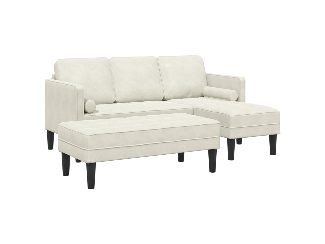 Vidaxl Conjunto De Sofás 2 Unid. Creme Poliéster