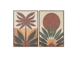 Pintura Home Esprit Verde Laranja Palmeiras Colonial 63 X 4,5 X 93 Cm (2 Unidades)