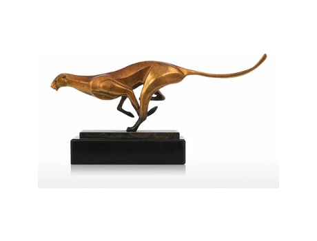 Escultura em Bronze de Leopardo Decoração de Escritório Moderna RNEMITERY
