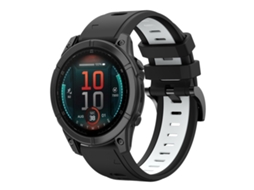Bracelete Para Garmin Fenix E (47mm) - Silicone Esportivo - Duas Cores (22mm) Preto + Branco