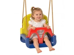 Baloiço Infantil 3 em 1 com Cordas Ajustáveis, Encosto Amovível, Barra em T, Cinto Azul Escuro LAMAISON