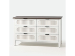 Brix Cômoda Com 6 Gavetas Com Ranhuras Brancas E Madeira 120cm Concept U