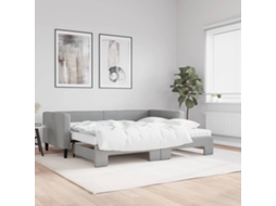 Vidaxl Sofá cama C/ Gavetão e Colchões 90x200 Cm Tecido Cinzento claro