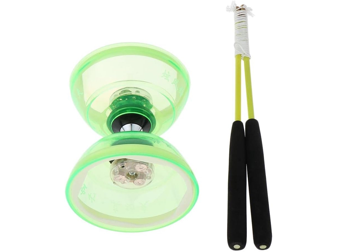 Diabolo Chinês Com Rolamento Triplo Para Diversão Em Festas, Verde, 13cm