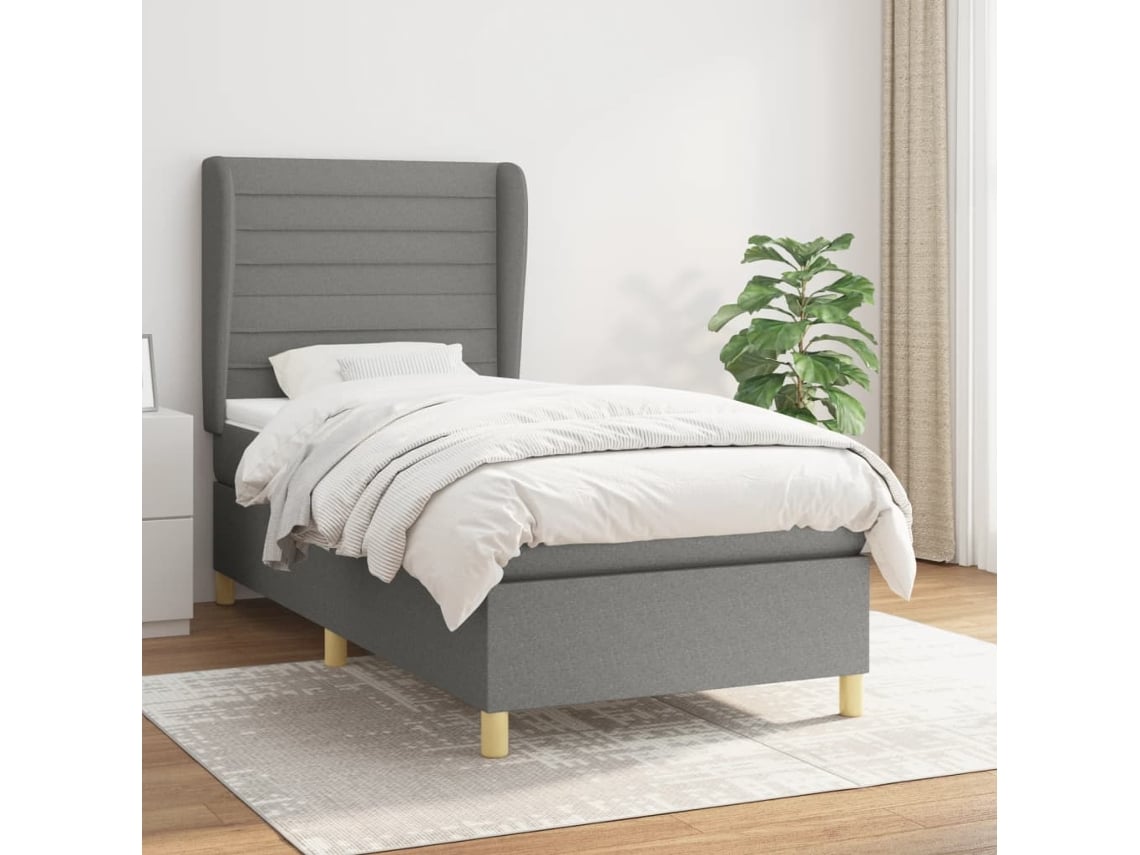 Vidaxl Cama com Molas/colchão 80x200 Cm Tecido Cinzento escuro