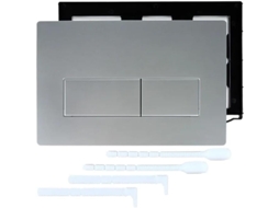Placa De Acionamento Descarga Dupla Para Vasos Sanitários Sigma01 Com Caixa Acoplada Embutida E Painel Parede Prateada